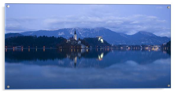 Dusk over Lake Bled Acrylic by Ian Middleton