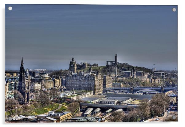 The view to Calton Hill Acrylic by Tom Gomez