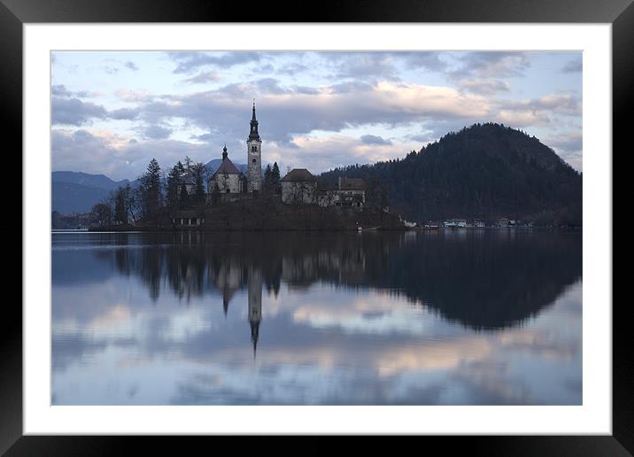 Dusk over Lake Bled Framed Mounted Print by Ian Middleton