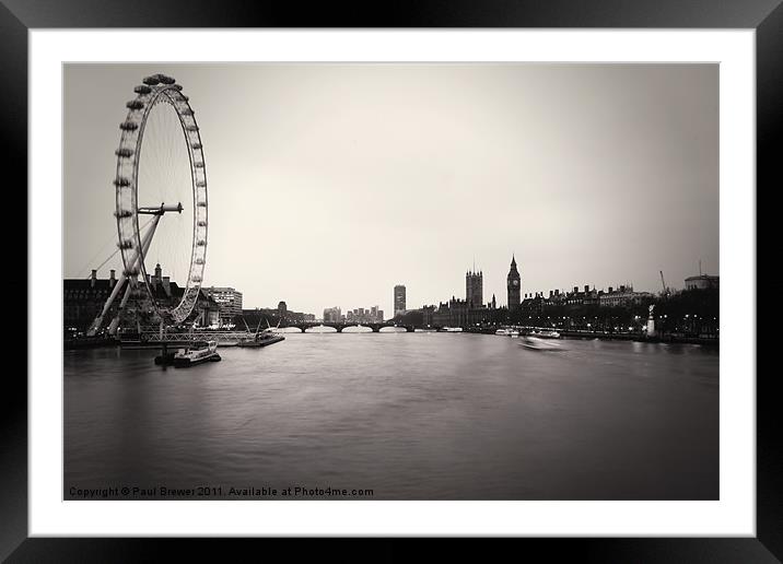 Westminster in Mono Framed Mounted Print by Paul Brewer