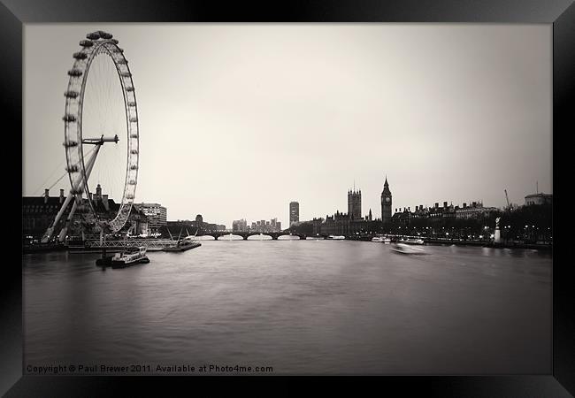Westminster in Mono Framed Print by Paul Brewer