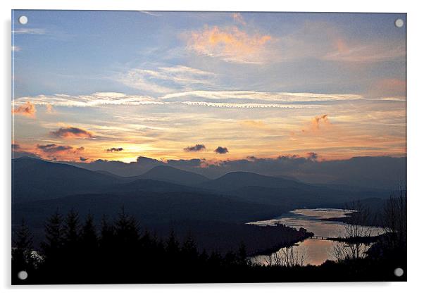 Sunset by Loch Garry Acrylic by Carol Kelly 