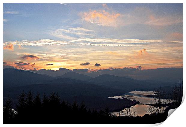 Sunset by Loch Garry Print by Carol Kelly 