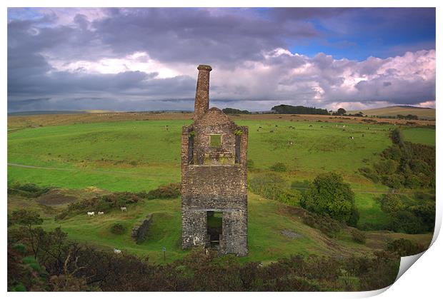 The Wheal Betsy engine house Print by kevin wise