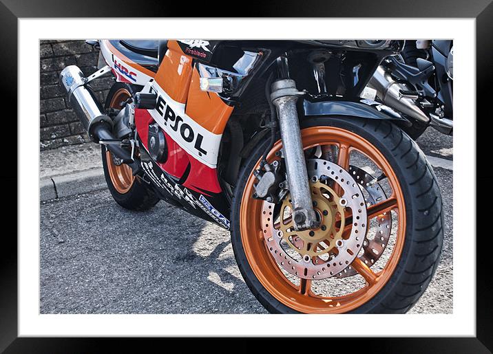 Honda Fireblade Motorcycle Framed Mounted Print by Steve Purnell
