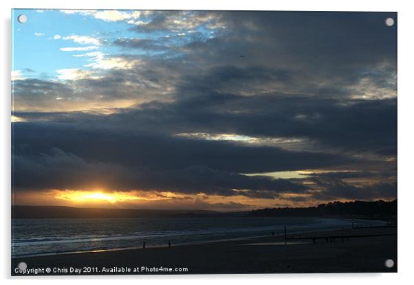 Bournemouth Sunset Acrylic by Chris Day