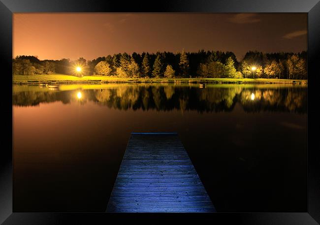 Millhall Reservoir at Midnight Framed Print by Buster Brown