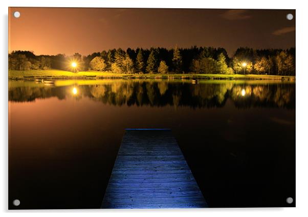 Millhall Reservoir at Midnight Acrylic by Buster Brown