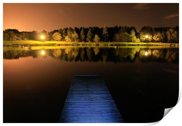 Millhall Reservoir at Midnight Print by Buster Brown