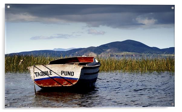 Boat at Lake Titicaca Acrylic by Jamie Beck