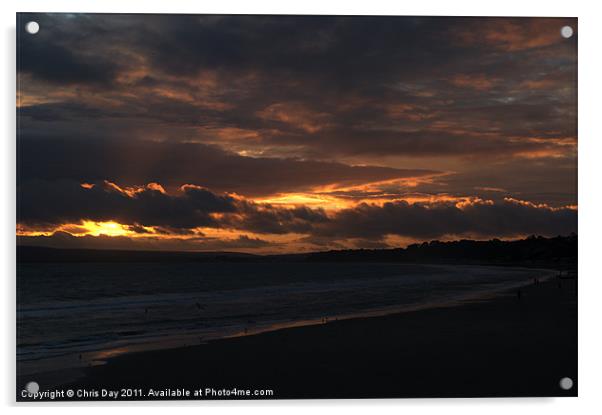 Bournemouth Sunset Acrylic by Chris Day