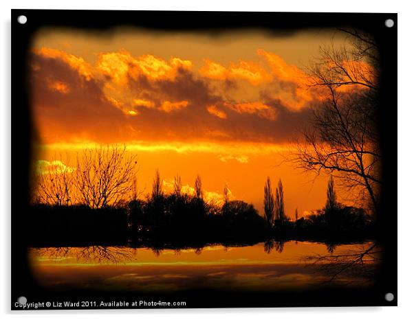 Suffolk Sunset Acrylic by Liz Ward