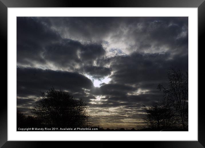 Dark cloudy sky Framed Mounted Print by Mandy Rice