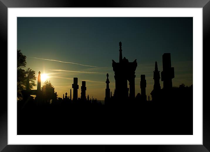 Undercliffe Cemetery Silhouettes Framed Mounted Print by Maria Tzamtzi Photography