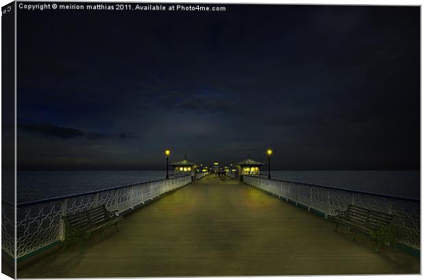the pier at night Canvas Print by meirion matthias