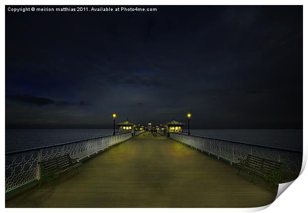 the pier at night Print by meirion matthias