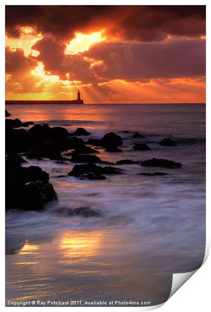 Sunrise at South Shields Print by Ray Pritchard