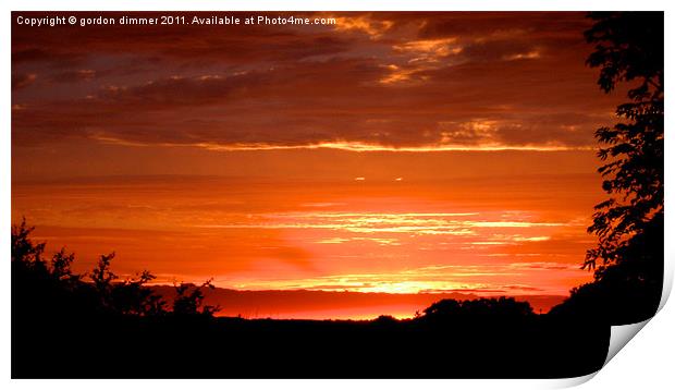 Sunset over Devon Print by Gordon Dimmer