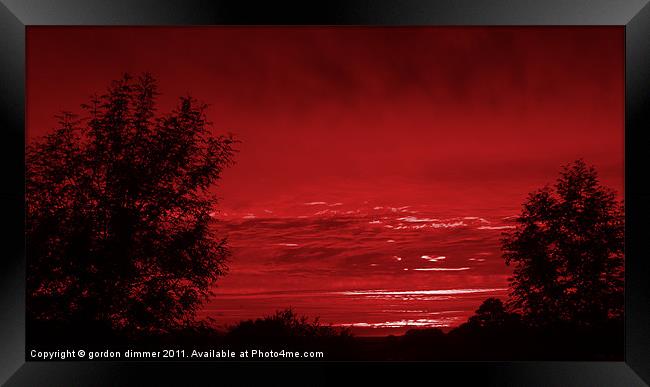 Red Sky at Night Framed Print by Gordon Dimmer