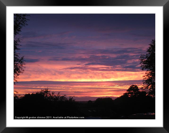 Multi coloured sunset in Devon Framed Mounted Print by Gordon Dimmer