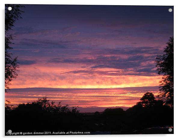 Multi coloured sunset in Devon Acrylic by Gordon Dimmer