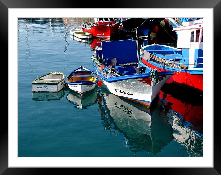 Boats in Los Chistianos Framed Mounted Print by barbara walsh
