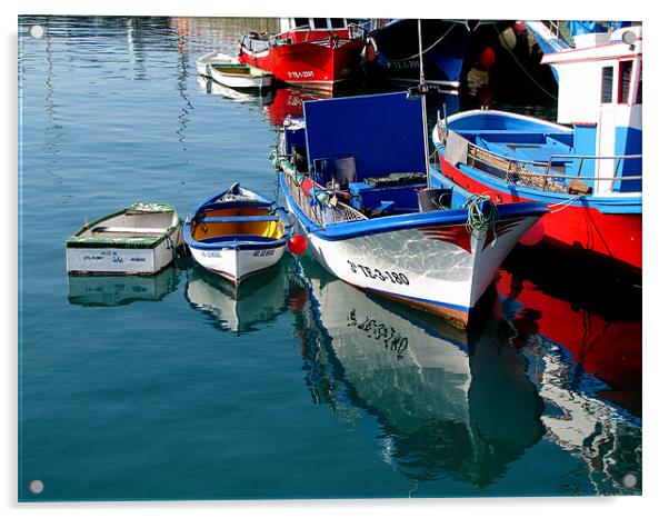Boats in Los Chistianos Acrylic by barbara walsh