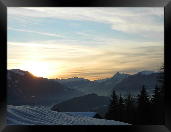 Sunset In The Alps Framed Print by jessica andrews