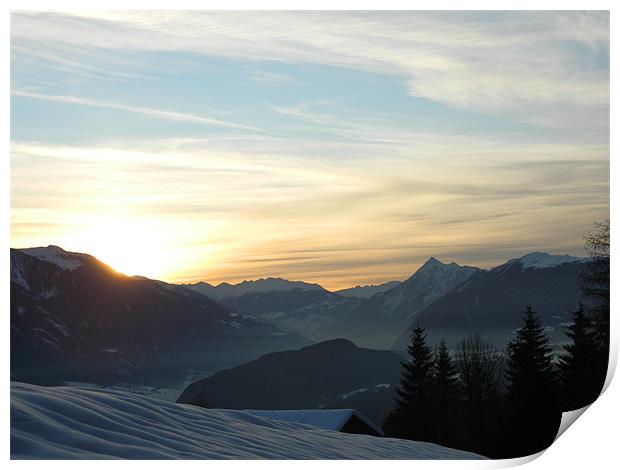 Sunset In The Alps Print by jessica andrews