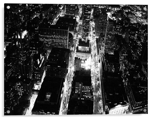 New York City Night Lights Acrylic by Luke Newman