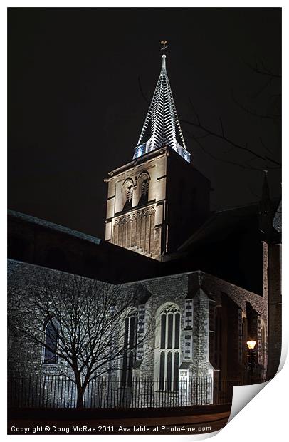 Rochester Cathedral clock tower Print by Doug McRae