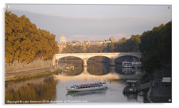 Rome riverbank bridge Acrylic by Luke Newman