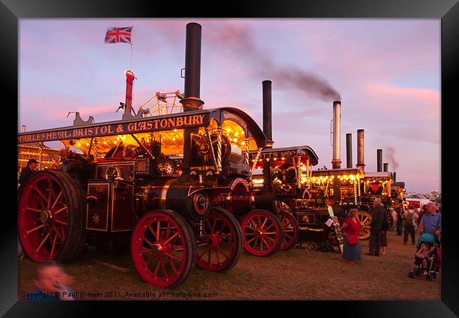 Showmans Engines at Sunset Framed Print by Paul Brewer