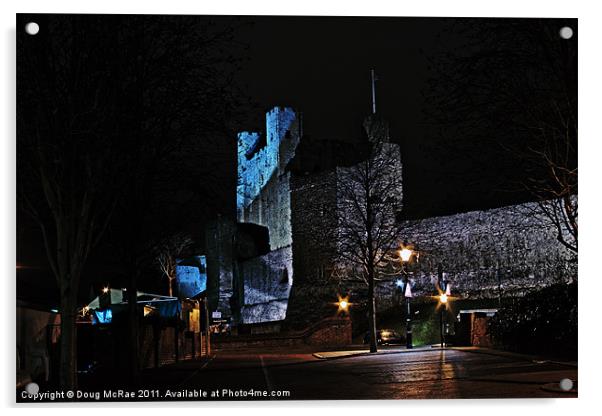 Rochester castle at night Acrylic by Doug McRae