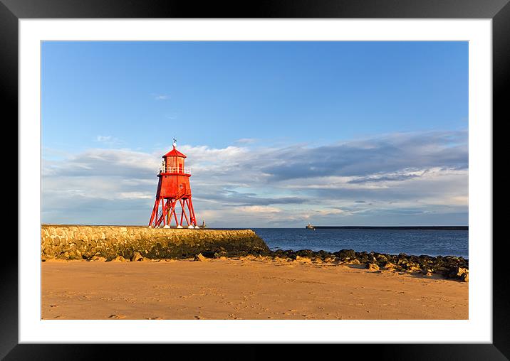 Herd Groyne Lighthouse Framed Mounted Print by Kevin Tate