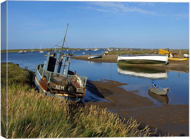 Brancaster Staithe Harbour Canvas Print by justin rafftree
