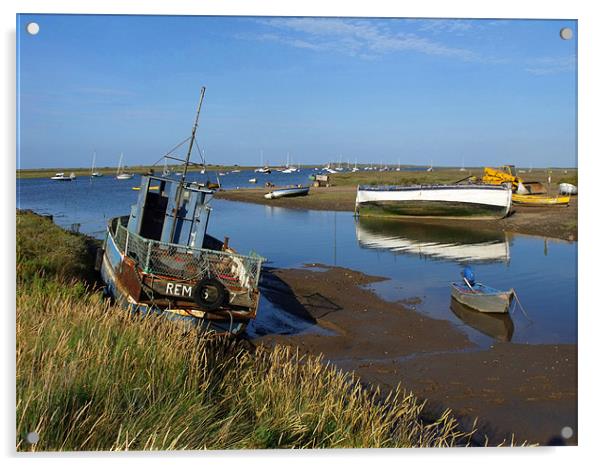 Brancaster Staithe Harbour Acrylic by justin rafftree