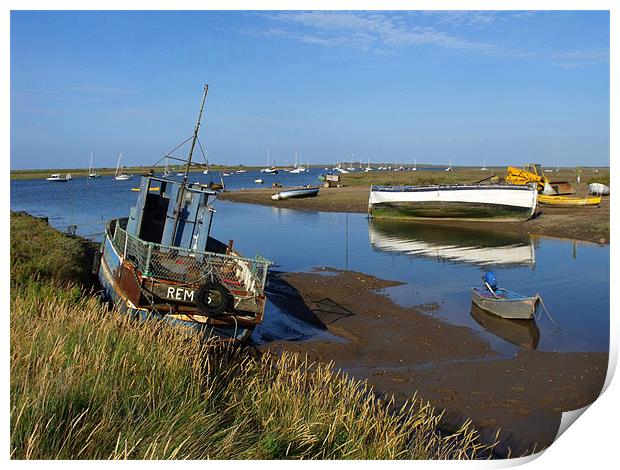 Brancaster Staithe Harbour Print by justin rafftree