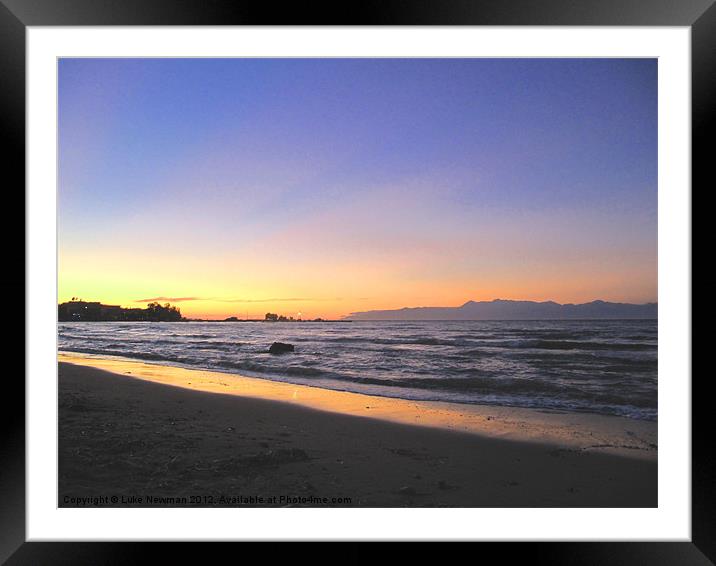 Corfu Beach Sunset Framed Mounted Print by Luke Newman