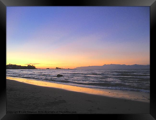 Corfu Beach Sunset Framed Print by Luke Newman