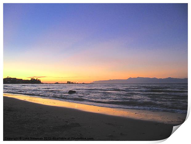 Corfu Beach Sunset Print by Luke Newman
