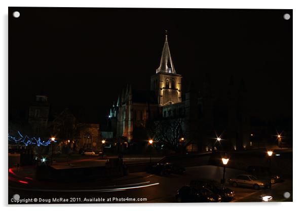 Rochester Cathedral at night Acrylic by Doug McRae