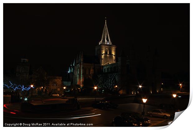 Rochester Cathedral at night Print by Doug McRae