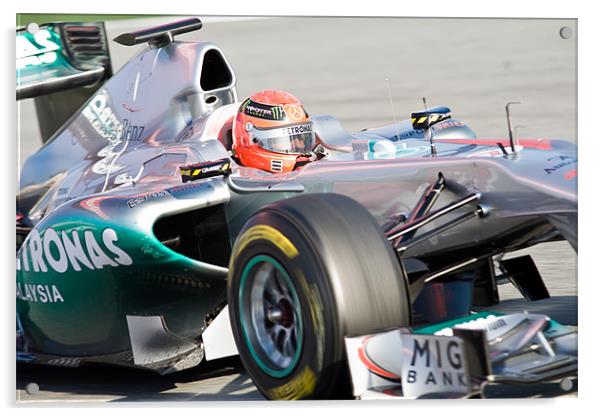 Michael Schumacher - 2011 Mercedes GP Acrylic by SEAN RAMSELL