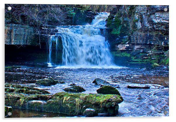 Yorks Dales Waterfall Acrylic by Trevor Kersley RIP
