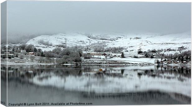 Snowy Reflections on the Loch Canvas Print by Lynn Bolt