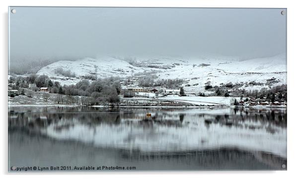 Snowy Reflections on the Loch Acrylic by Lynn Bolt