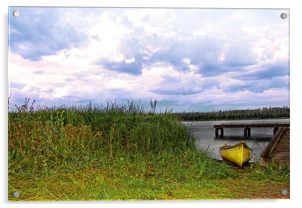 Yellow Canoe Acrylic by Elaine Manley