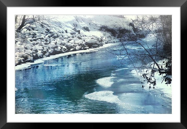 Blue Winter Framed Mounted Print by Elaine Manley