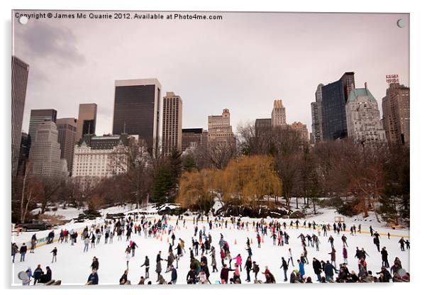 Skaters in Central Park NYC Acrylic by James Mc Quarrie
